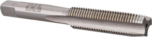 Hertel - 7/16-20 UNF 3 Flute Bright Finish High Speed Steel Straight Flute Standard Hand Tap - Plug, Right Hand Thread, 3-5/32" OAL, H3 Limit - Exact Industrial Supply