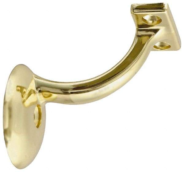 National Mfg. - 250 Lb Capacity, Bright Brass Coated, Handrail Bracket - 2-1/4" Long, 3" High, 3" Wide - Benchmark Tooling