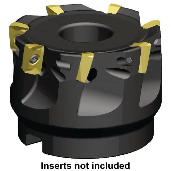 Kennametal - 6 Inserts, 63mm Cut Diam, 22mm Arbor Diam, 9.9mm Max Depth of Cut, Indexable Square-Shoulder Face Mill - 0/90° Lead Angle, 40mm High, EC10.., EP10.. Insert Compatibility, Series Mill 1-10 - Benchmark Tooling