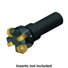 Kennametal - 47° Lead Angle, 51mm Max Cut Diam, 4.5mm Max Depth of Cut, Indexable Chamfer & Angle End Mill - 4 Inserts, HNGJ 53.., HNGJ 0905.. Insert Style, 107mm OAL, Straight Shank - Benchmark Tooling
