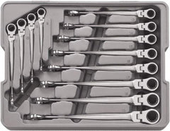 GearWrench - 12 Piece, 8mm to 19mm, 12 Point Ratcheting Combination Wrench/X-Beam Set - Metric Measurement Standard, Chrome Finish, Comes in Plastic Tray - Benchmark Tooling