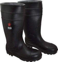 MCR Safety - Men's Size 9 Medium Width Steel Knee Boot - Black, PVC Upper, 16" High, Non-Slip, Waterproof - Benchmark Tooling