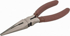 Paramount - 6" OAL, 2-5/64" Jaw Length x 3/4" Jaw Width, Long Nose Side Cutting Pliers - Serrated Jaw, Standard Head, Plastic Dipped Handles - Benchmark Tooling