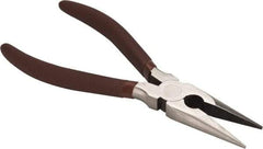 Paramount - 8" OAL, 2-23/64" Jaw Length x 7/8" Jaw Width, Long Nose Side Cutting Pliers - Serrated Jaw, Standard Head, Plastic Dipped Handles - Benchmark Tooling