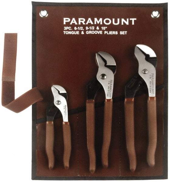 Paramount - 3 Piece Tongue & Groove Plier Set - Comes in Canvas Roll - Benchmark Tooling