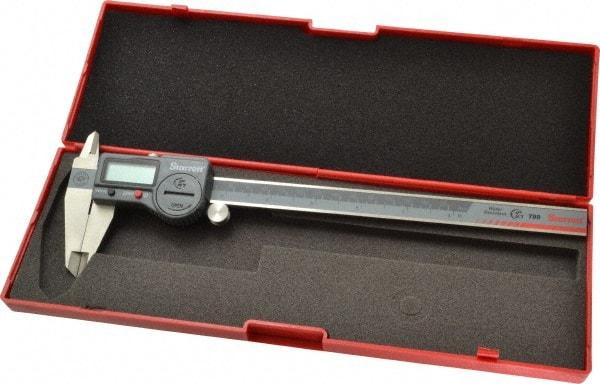 Starrett - 0 to 200mm Range, 0.01mm Resolution, IP67 Electronic Caliper - Stainless Steel with 1-7/8" Stainless Steel Jaws, 0.0015" Accuracy, Serial Output - Benchmark Tooling