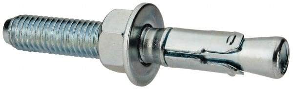 Powers Fasteners - 1/2" Diam, 1/2" Drill, 3-3/4" OAL, Wedge Expansion Concrete Anchor - 1018 Steel, Zinc-Plated Finish, Hex Nut Head, Hex Drive, 2" Thread Length - Benchmark Tooling