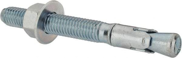 Powers Fasteners - 1/2" Diam, 1/2" Drill, 4-1/2" OAL, 1" Min Embedment Wedge Expansion Concrete Anchor - 1018 Steel, Zinc-Plated Finish, Hex Nut Head, Hex Drive, 2-3/4" Thread Length - Benchmark Tooling