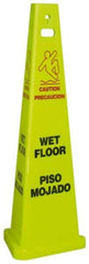 NMC - Caution - Wet Floor, 40" High, Plastic Floor Sign - English/Spanish, Cone, Red & Black on Yellow, For Restroom, Janitorial & Housekeeping - Benchmark Tooling