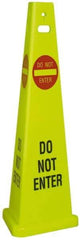 NMC - Do Not Enter, 40" High, Plastic Floor Sign - Cone, Red & Black on Yellow, For Security & Admittance - Benchmark Tooling