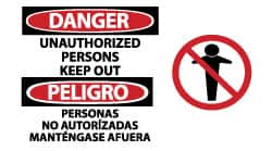 NMC - "Danger - Unauthorized Persons - Keep Out", 10" Long x 18" Wide, Rigid Plastic Safety Sign - Rectangle, 0.05" Thick, Use for Accident Prevention - Benchmark Tooling