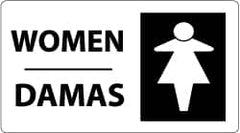 NMC - "Women", 10" Long x 18" Wide, Pressure-Sensitive Vinyl Safety Sign - Rectangle, 0.004" Thick, Use for Restroom, Janitorial & Housekeeping - Benchmark Tooling