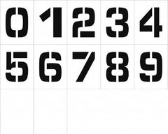 NMC - 0 to 9 Number Set Stencil - 8 Inch High x 8 Inch Wide Character x 0.06 Inch Thick, Polyethylene - Benchmark Tooling