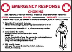 NMC - "Emergency Response - Choking", 10" Long x 14" Wide, Rigid Plastic Safety Sign - Rectangle, 0.05" Thick, Use for First Aid - Benchmark Tooling