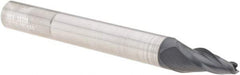 SGS - 10° Taper Angle per Side, 1/8" Small End Diam, 3/4" LOC, Solid Carbide 3 Flute Tapered Square End Mill - AlTiN Finish, 3-1/2" OAL, 3/8" Shank Diam, Spiral Flute, 28° Helix - Benchmark Tooling