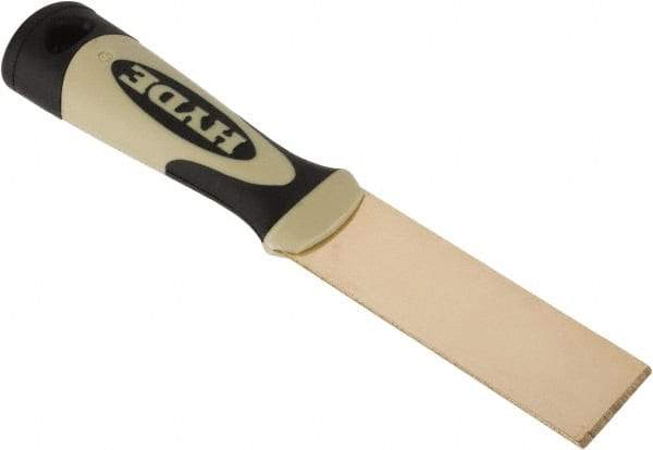 Hyde Tools - 1-1/4" Wide Brass Putty Knife - Stiff, Cushioned Grip Polypropylene Handle, 8" OAL - Benchmark Tooling