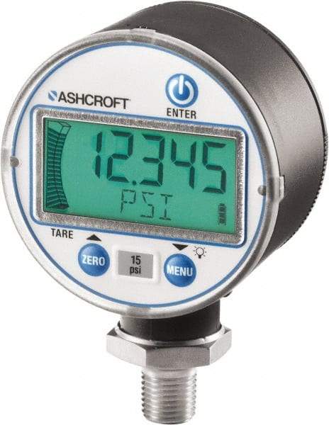 Ashcroft - 2-1/2" Dial, 30-0 Hg VAC Scale Range, Pressure Gauge - Lower Connection Mount, Accurate to ±0.5% of Scale - Benchmark Tooling