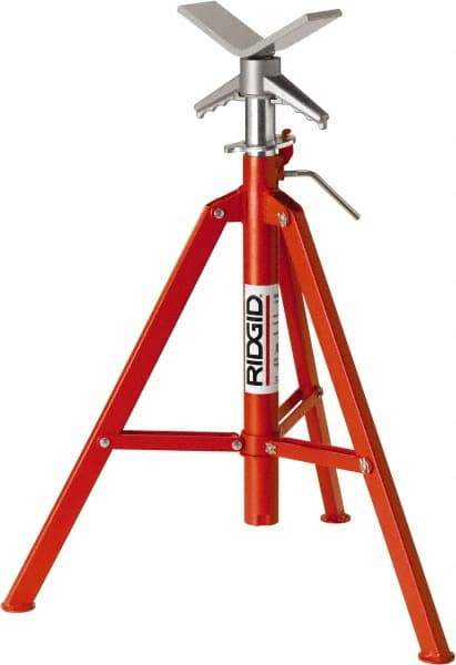 Ridgid - 1" to 12" Pipe Capacity, Portable Folding V-Head Stand - 28" to 52" High, 2,500 Lb Capacity - Benchmark Tooling