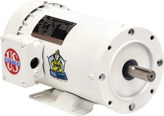 US Motors - 3 hp, TEFC Enclosure, No Thermal Protection, 3,490 RPM, 208-230/460 Volt, 60 Hz, Three Phase Premium Efficient Motor - Size 145 Frame, C-Face with Base Mount, 1 Speed, Double Sealed Ball Bearings, 8.1-7.2/3.6 Full Load Amps, F Class Insulation - Benchmark Tooling