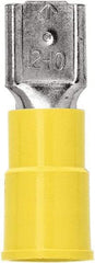 3M - 12 to 10 AWG, Vinyl, Partially Insulated, Female Wire Disconnect - 1/4 Inch Wide Tab, Yellow, RoHS 2011/65/EU Compliant - Benchmark Tooling