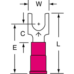 3M - #10 Stud, 22 to 18 AWG Compatible, Partially Insulated, Crimp Connection, Standard Fork Terminal - Benchmark Tooling