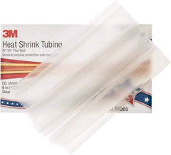 3M - 6" Long, 2:1, Polyolefin Heat Shrink Electrical Tubing - Clear - Benchmark Tooling