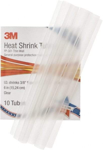 3M - 6" Long, 2:1, Polyolefin Heat Shrink Electrical Tubing - Clear - Benchmark Tooling