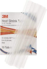 3M - 6" Long, 2:1, Polyolefin Heat Shrink Electrical Tubing - Clear - Benchmark Tooling