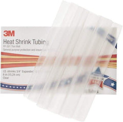 3M - 6" Long, 2:1, Polyolefin Heat Shrink Electrical Tubing - Clear - Benchmark Tooling
