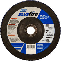 7 × 7/8″ BlueFire Fiberglass HD Flat Flap Disc Type 27 P60 Grit R884P1 Zirconia Alumina - Benchmark Tooling