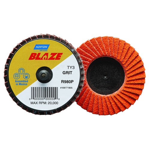 2″ Blaze Plastic Flat Mini Flap Disc TR (Type III) Type 27 36 Grit R980P Premium Ceramic Alumina - Benchmark Tooling