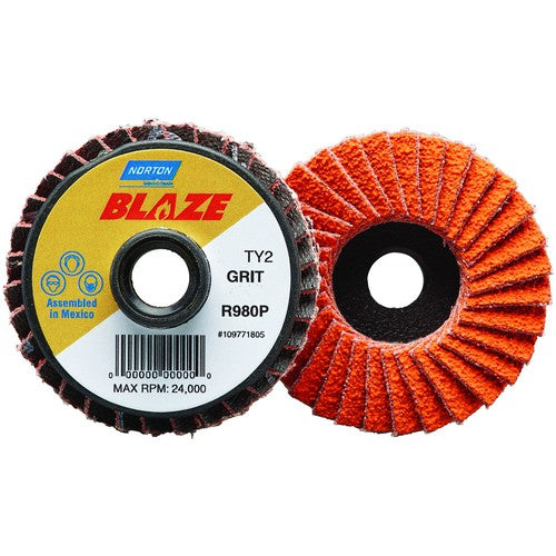 2″ Blaze Plastic Flat Mini Flap Disc TS (Type II) Type 27 60 Grit R980P Premium Ceramic Alumina - Benchmark Tooling