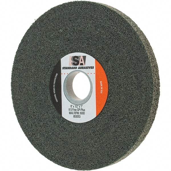 Standard Abrasives - 6" Diam, 1/2" Face Width, 1" Center Hole, Fine Grade, Silicon Carbide Deburring Wheel - Convolute, Density 8 Grade - Benchmark Tooling