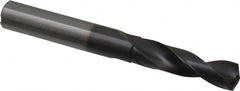 Accupro - 7/16" 140° Spiral Flute Solid Carbide Screw Machine Drill Bit - AlTiN Finish, Right Hand Cut, 41.7mm Flute Length, 102mm OAL, Standard Point, Straight Shank, Through Coolant - Benchmark Tooling