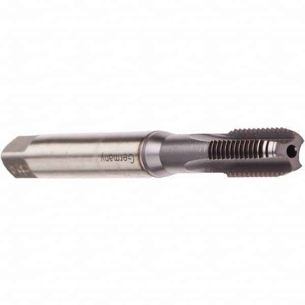 Emuge - M5x0.80 Metric Coarse 6HX 3 Flute TiCN Finish Cobalt Straight Flute Machine Tap - Bottoming, Right Hand Thread, 70mm OAL, 15mm Thread Length, Oversize, Through Coolant - Exact Industrial Supply