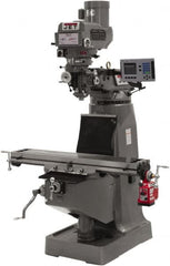 Jet - 10" Table Width x 49" Table Length, Variable Speed Pulley Control, 1 Phase Knee Milling Machine - R8 Spindle Taper - Benchmark Tooling