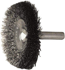 Weiler - 2" OD, 1/4" Shank Diam, Steel Wheel Brush - 1/2" Trim Length, 0.008" Filament Diam, 20,000 RPM - Benchmark Tooling