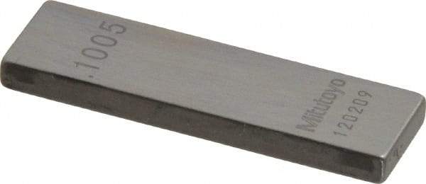 Mitutoyo - 0.1005" Rectangular Steel Gage Block - Accuracy Grade AS-1, Includes Certificate of Inspection - Benchmark Tooling