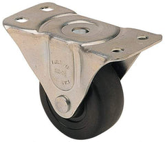 Albion - 3" Diam x 1-1/4" Wide x 3-13/16" OAH Top Plate Mount Rigid Caster - Soft Rubber, 175 Lb Capacity, Self-Lubricating Bearing, 2-1/2 x 4-15/16" Plate - Benchmark Tooling