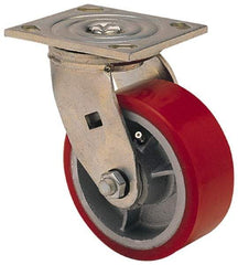 Albion - 6" Diam x 2" Wide x 7-1/4" OAH Top Plate Mount Swivel Caster - Phenolic, 900 Lb Capacity, Roller Bearing, 3-7/8 x 4-1/2" Plate - Benchmark Tooling