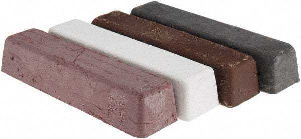 Made in USA - 1/4 Lb Emery, Rouge & Tripoli Compound - Grade C, Black, Brown, Red & White, Use on Aluminum, Carbon, Chrome, Copper, Gold, Iron, Nickel, Pewter, Plastic, Platinum, Rubber, Silver, Stainless Steel, Steel, Sterling, White Metals, Wood & Zinc - Benchmark Tooling