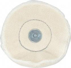 Made in USA - 4" Diam x 1/2" Thick, Loose Sewn Mounted Buffing Wheel - 40 Ply, 1/4" Shank Diam - Benchmark Tooling