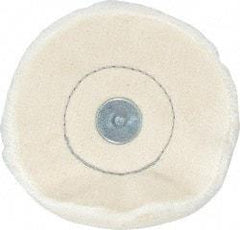 Made in USA - 4" Diam x 1/2" Thick, Loose Sewn Mounted Buffing Wheel - 40 Ply, 1/4" Shank Diam - Benchmark Tooling