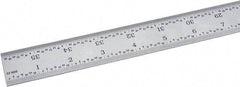 Fowler - 36" Long, 1/64, 1/32, 1/16, 1/8" Graduation, Rigid Steel Rule - 4R Graduation Style, Silver - Benchmark Tooling