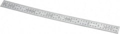 Fowler - 6" Long, 1/100, 1/64, 1/32, 1/10" Graduation, Flexible Steel Rule - 5R Graduation Style, Silver - Benchmark Tooling