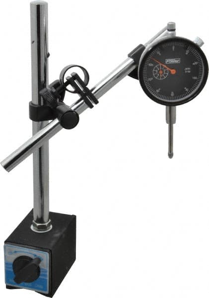 Fowler - 0.001" Graduation, 0-100 Dial Reading, Indicator & Base Kit - A Holder, 0.001 Inch Graduation, Includes Mag Base, Premium Indicator - Benchmark Tooling