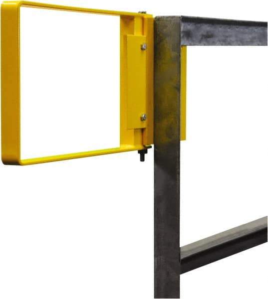 PRO-SAFE - Powder Coated Carbon Steel Self Closing Rail Safety Gate - Fits 25 to 27-1/2" Clear Opening, 1-1/2" Wide x 12" Door Height, Yellow - Benchmark Tooling