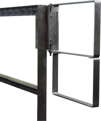 PRO-SAFE - Carbon Steel Self Closing Rail Safety Gate - Fits 34 to 36-1/2" Clear Opening, 1-1/2" Wide x 22" Door Height, Gray - Benchmark Tooling