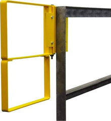 PRO-SAFE - Powder Coated Carbon Steel Self Closing Rail Safety Gate - Fits 28 to 30-1/2" Clear Opening, 1-1/2" Wide x 22" Door Height, Yellow - Benchmark Tooling