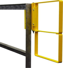 PRO-SAFE - Powder Coated Carbon Steel Self Closing Rail Safety Gate - Fits 31 to 33-1/2" Clear Opening, 1-1/2" Wide x 22" Door Height, Yellow - Benchmark Tooling
